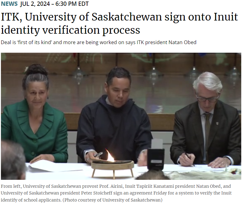 ITK University Of Saskatchewan Sign Onto Inuit Identity Verification
